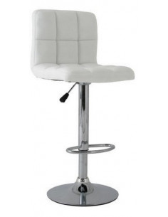 Taburete MIAMI (M), cromado, similpiel blanca