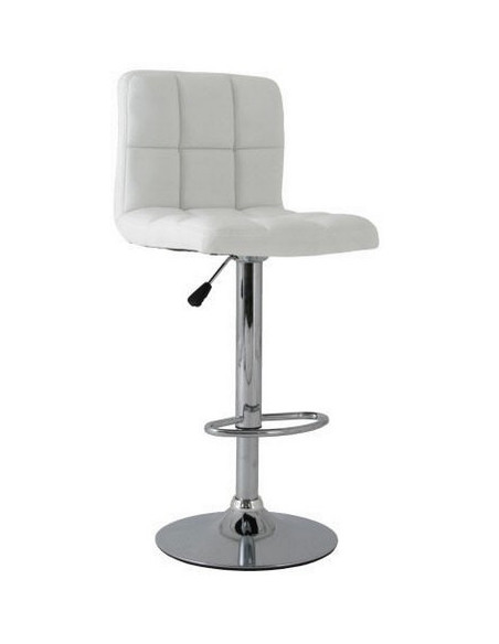 Taburete MIAMI (M), cromado, similpiel blanca