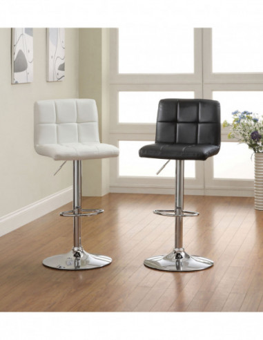 Taburete MIAMI (M), cromado, similpiel blanca