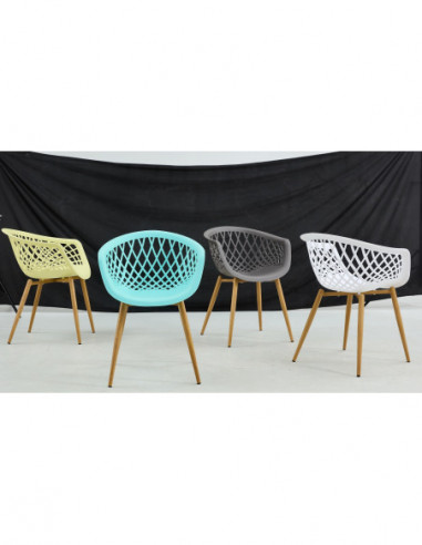 Sillón STRAUSS, metal, polipropileno amarillo...