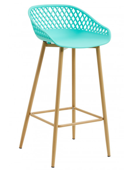 Taburete STRAUSS, metal, polipropileno verde pastel