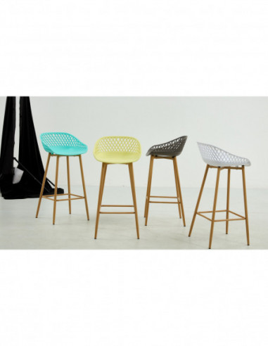 Taburete STRAUSS, metal, polipropileno verde...