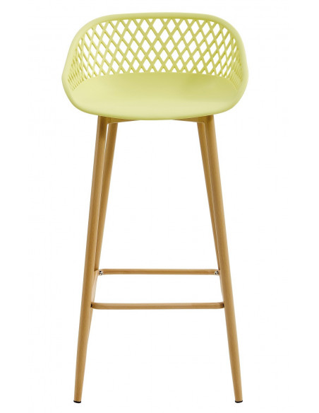 Taburete STRAUSS, metal, polipropileno amarillo pastel