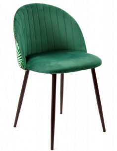Silla FLORAL, metal, tapizado velvet verde con trasera... 2