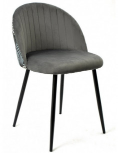 Silla FLORAL, metal, tapizado velvet gris con trasera... 2