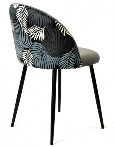 Silla FLORAL, metal, tapizado velvet gris con...
