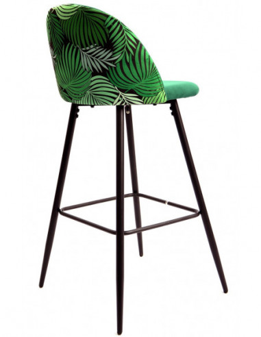 Taburete FLORAL, metal, tapizado velvet verde...