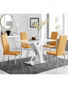 Silla PENÉLOPE, cromada, tapizada similpiel ocre