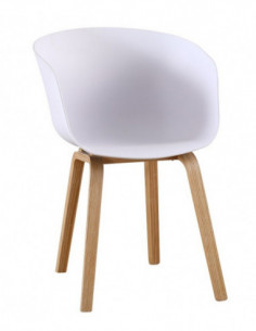 Sillón AWAK, madera curvada, polipropileno blanco
