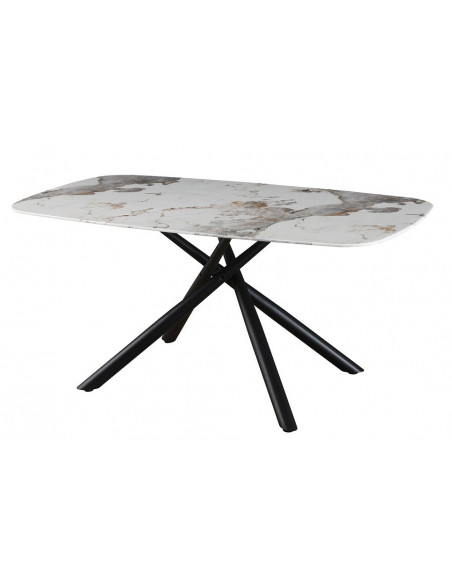 Mesa JAZZ, metal negro, tapa de cristal templado, 160x90 cms