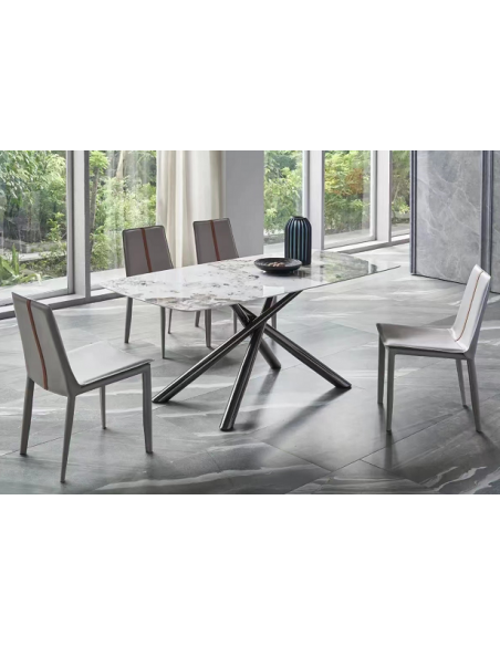 Mesa JAZZ, metal negro, tapa de cristal templado, 160x90 cms