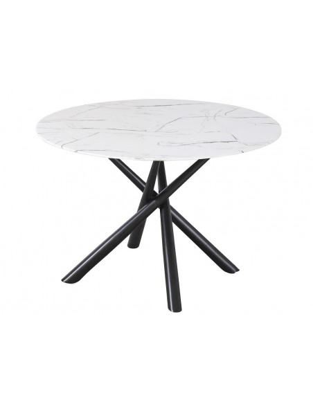 Mesa SAHARA, metal negro, tapa de cristal templado, 120 cms de diámetro