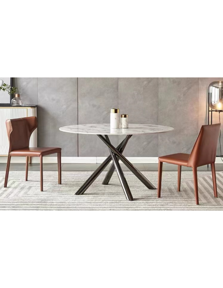 Mesa SAHARA, metal negro, tapa de cristal templado, 120 cms de diámetro