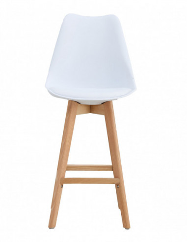 Taburete TORRE (SU), madera, blanco, cojín blanco