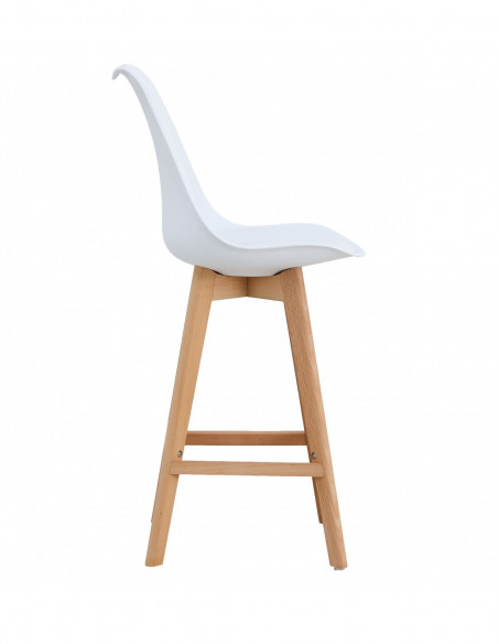 Taburete TORRE (SU), madera, blanco, cojín blanco