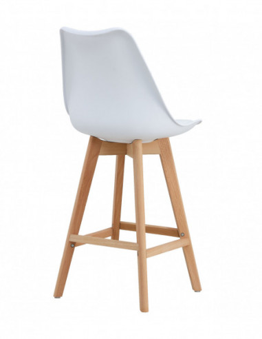 Taburete TORRE (SU), madera, blanco, cojín blanco