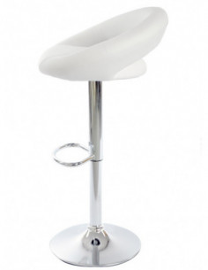 Taburete LUXUS NEW (M), cromado, similpiel blanca 2