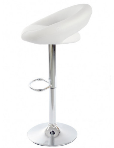 Taburete LUXUS NEW (M), cromado, similpiel blanca