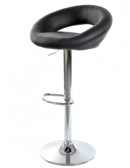 Taburete LUXUS NEW (M), cromado, similpiel negra