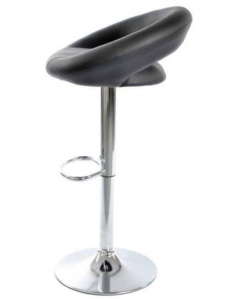 Taburete LUXUS NEW (M), cromado, similpiel negra