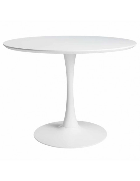 Mesa TUL (TO), base de metal, tapa lacada blanca, 120 cms de diámetro