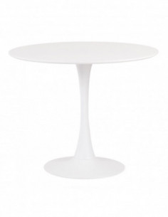 Mesa TUL (TO), base de metal, tapa lacada blanca, 80 cms...