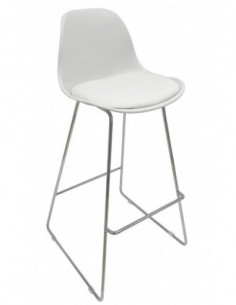 Taburete TOW FIBB, cromado, carcasa y tapizado blanco