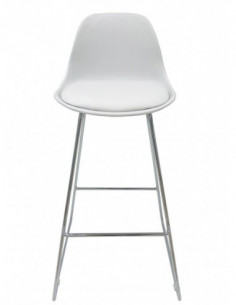 Taburete TOW FIBB, cromado, carcasa y tapizado blanco 2