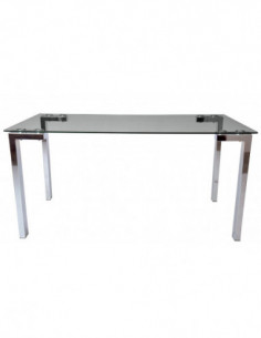 Mesa LAINEY 140 (M), cromada, cristal, 140x80 cms 2