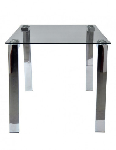 Mesa LAINEY 140 (M), cromada, cristal, 140x80 cms