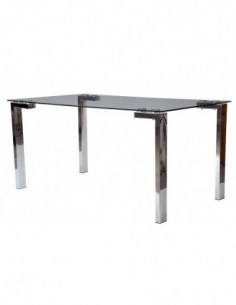 Mesa LAINEY 160 (M), cromada, cristal, 160x90 cms