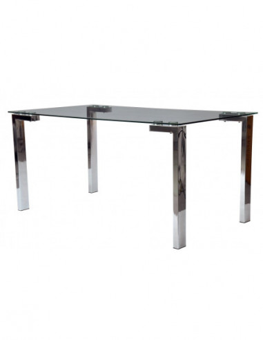 Mesa LAINEY 160 (M), cromada, cristal, 160x90 cms