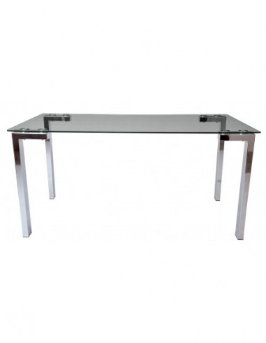 Mesa LAINEY 160 (M), cromada, cristal, 160x90 cms