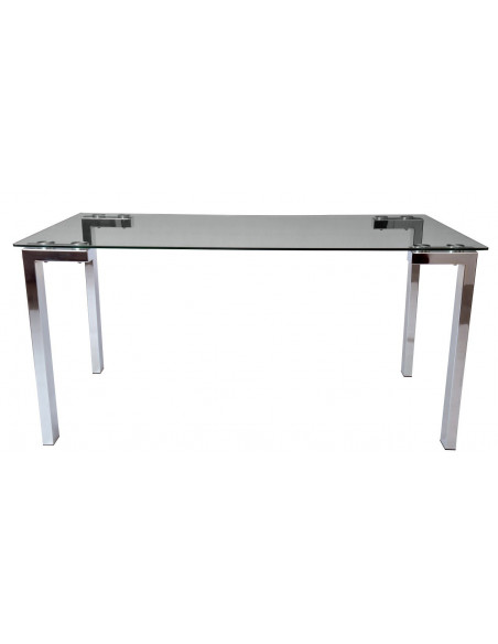 Mesa LAINEY 160 (M), cromada, cristal, 160x90 cms
