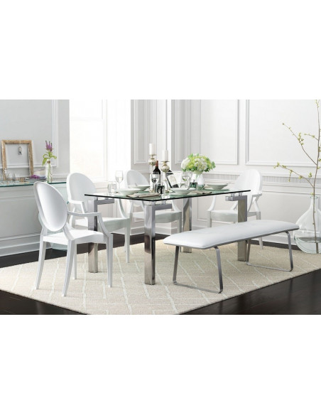 Mesa LAINEY 160 (M), cromada, cristal, 160x90 cms