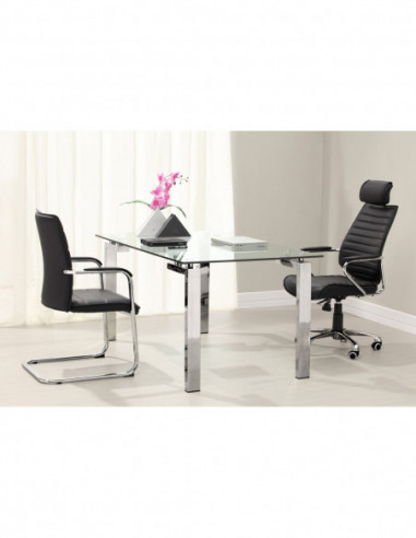 Mesa LAINEY 160 (M), cromada, cristal, 160x90 cms