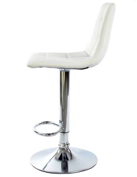 Taburete DESEO NEW (M), cromado, similpiel blanca
