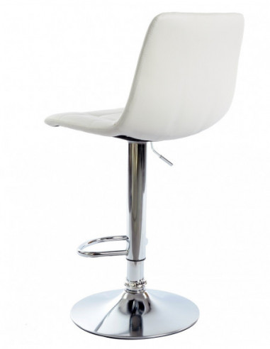 Taburete DESEO NEW (M), cromado, similpiel blanca