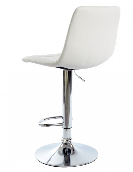 Taburete DESEO NEW (M), cromado, similpiel blanca