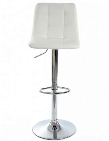 Taburete DESEO NEW (M), cromado, similpiel blanca