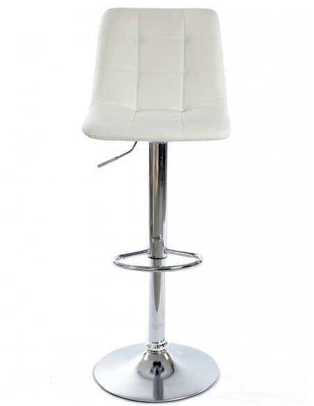 Taburete DESEO NEW (M), cromado, similpiel blanca