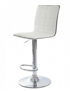 Taburete CUBUS ( M ), cromado, similpiel blanca