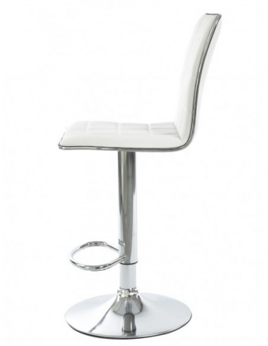 Taburete CUBUS ( M ), cromado, similpiel blanca