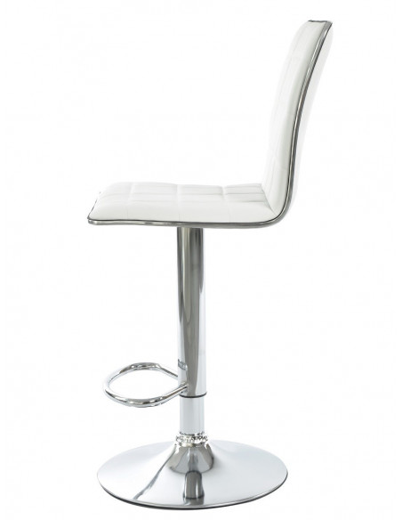 Taburete CUBUS ( M ), cromado, similpiel blanca