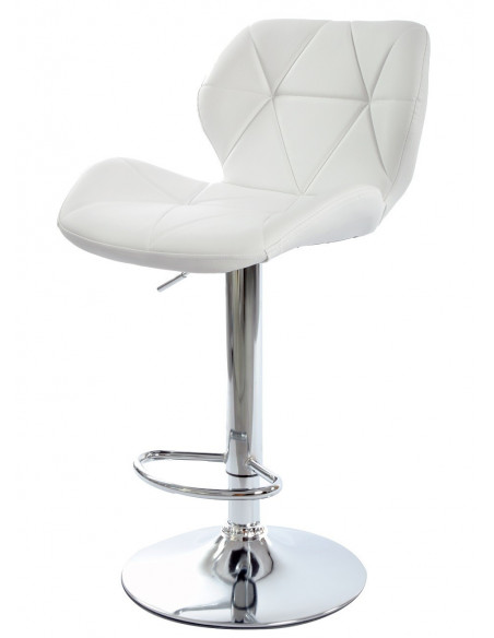 Taburete ORLANDO (M), cromado, similpiel blanca