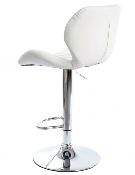 Taburete ORLANDO (M), cromado, similpiel blanca