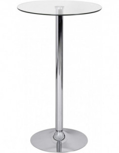 Mesa BERNIE (SU), alta, cromada, cristal templado, 60 cms...