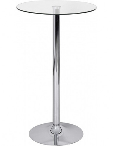 Mesa BERNIE (SU), alta, cromada, cristal...