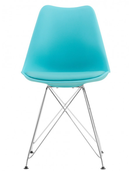 Silla BELLA (SU), cromada, carcasa y cojín turquesa