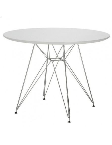Mesa STAR, cromada, lacada blanca, 100 cms de diámetro